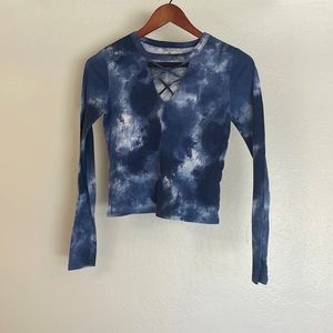 Blue & White Print Long Sleeve